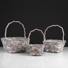 Набор корзин «Корзиночка», 3 шт: 25x25x14/32 см, 20x20x14/29 см, 15x15x12/25 см No Brand