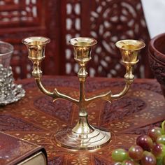Подсвечник на 3 свечи "Трезубец" латунь 13,5х15,2х7 см No Brand