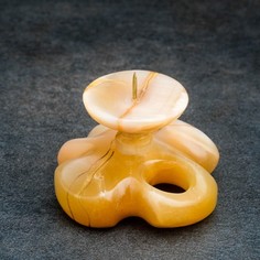 Подсвечник "Маргаритка" с каменной чашкой, 4,5х6 см, селенит No Brand