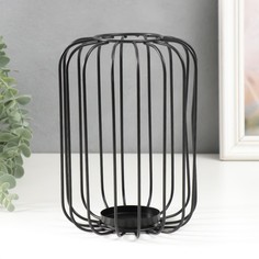 Подсвечник металл на 1 свечу "Лофт. Прутья" чёрный 20х13х13 см No Brand