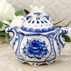 Сахарница «Бутон», 10х15х11 см, авт. Сидоров, гжель No Brand