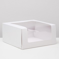 Кондитерская упаковка с окном "Мусс", белый, 23,5 х 23,5 х 11,5 см Upak Land