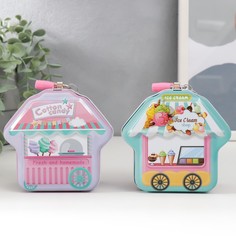 Копилка металл "Киоск с мороженым" МИКС 9х10х5 см No Brand