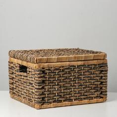 Корзина плетеная, 40x32x15 см, морские водоросли, камыш No Brand