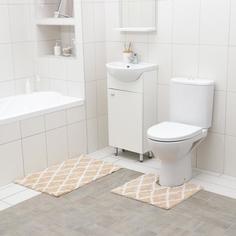 Набор ковриков для ванны AntiSlip, 2 шт: 50x80 см, 50x50 см, 100% xлопок, цвет бежевый No Brand