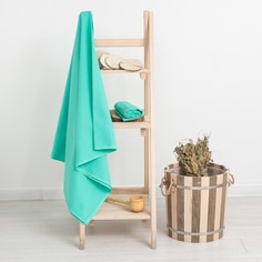 Полотенце вафельное банное Экономь и Я 80x150 см, цвет бирюзовый 100%xл, 200 гр/м2