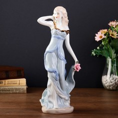 Сувенир керамика "Девушка в сером платье с розой в руке" 31х11х9,5 см No Brand