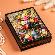 Шкатулка «Букет в вазе», 17x22 см, лаковая миниатюра, микс No Brand