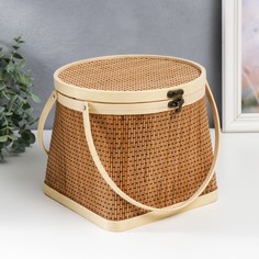 Шкатулка бамбук "Кузовок" с ручками 18х20х22 см No Brand