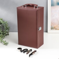 Шкатулка дерево под 2 бутылки "Джентльмен" коричневый 35,5х20х11,5 см No Brand
