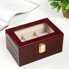 Шкатулка дерево под часы 3 отделения "Красно-коричневая" лак 8х16,5х11 см No Brand