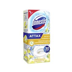 Стикер для очищения унитаза Domestos Attax антиналет, Лимонная свежесть, 3 шт х 10 гр