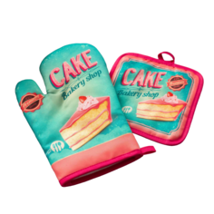 Кухонный набор Доляна Cake, прихватка 17х17 см, рукавица 26х16 см