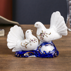 Сувенир керамика "2 голубка" кобальт, стразы 9,2х12х6 см No Brand