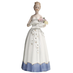 Сувенир керамика Девушка в бальном платье с букетом роз стразы 30,5х13,5х10,7 см No Brand