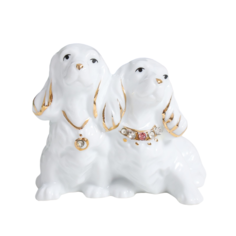 Сувенир керамика Собачки породы спаниель белый, стразы 8,2х9,3х7,3 см No Brand