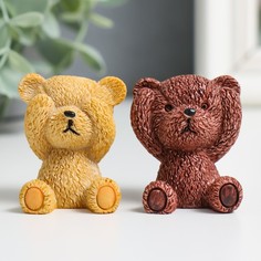 Сувенир полистоун "Мишка - не слышу, не вижу, не скажу" МИКС 4x2,5x3 см (4 шт) No Brand