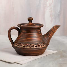 Чайник для заварки "Домашний", ангоб, красная глина, 1 л No Brand