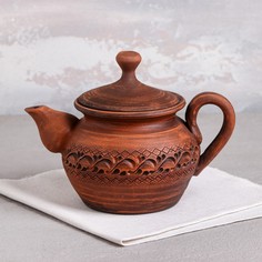 Чайник для заварки "Домашний", декор, красная глина, 0.8 л No Brand