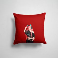 Подушка декоративная 45х45см Аниме Zero Two в наушниках 365home