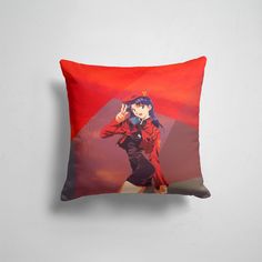 Подушка декоративная 45х45см Аниме Евангелион Misato Katsuragi на красном 365home