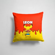 Подушка декоративная 45х45см Геймерам Brawl Stars Brawl Stars Leon Pikachu 365home