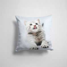 Подушка декоративная 45х45см Звери Коты и кошки серый котенок 365home