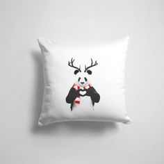 Подушка декоративная 45х45см Праздники Новый год Новогодний Панда 365home