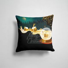Подушка декоративная 45х45см Праздники Новый год Новогодняя деревня 365home