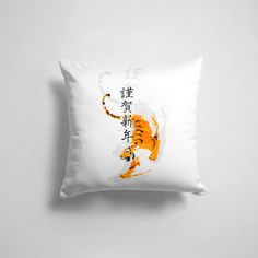 Подушка декоративная 45х45см Звери Крупные кошки Китайский тигр 365home