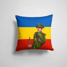 Подушка декоративная 45х45см Российская империя Донской Казак на фоне Флага 365home