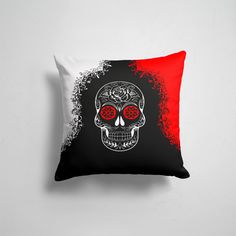 Подушка декоративная 45х45см Черепа и скелеты Red White Skull Череп 365home