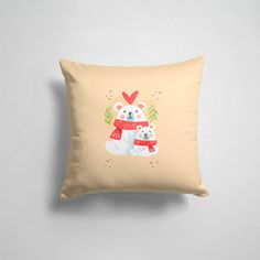 Подушка декоративная 45х45см Звери Медведи Мишки с шарфиком 365home