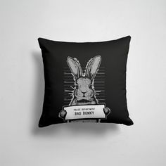 Подушка декоративная 45х45см Звери Зайчики ПЛОХОЙ КРОЛИК BAD BUNNY 365home