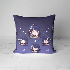 Подушка декоративная 45х45см Геймерам Genshin Impact Raiden Shogun Chibi 365home
