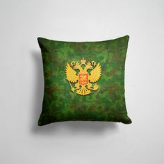 Подушка декоративная 45х45см Патриотичные Патриотизм Герб на камуфляже 365home