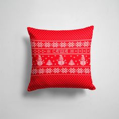 Подушка декоративная 45х45см Популярные Снеговик Новогодняя Саша 365home