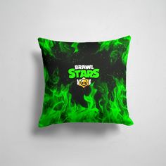 Подушка декоративная 45х45см Геймерам Brawl Stars БРАВЛ СТАРС ЗЕЛЕНЫЙ ОГОНЬ 365home