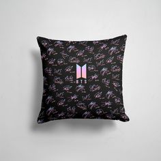 Подушка декоративная 45х45см K pop BTS АВТОГРАФЫ 365home