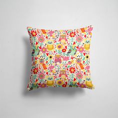 Подушка декоративная 45х45см Птицы Совы Красочные и цветы 365home