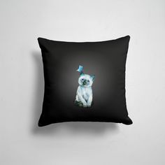 Подушка декоративная 45х45см Звери Коты и кошки Тайский котенок с бабочкой 365home