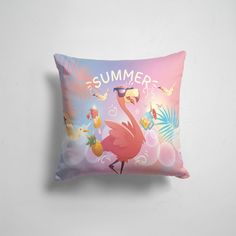 Подушка декоративная 45х45см Популярные Лето Летний фламинго 365home
