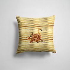 Подушка декоративная 45х45см Птицы Фламинго Золотой и цветок 365home