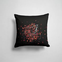 Подушка декоративная 45х45см Девушкам Красивые рисунки КРАСНЫЕ АКВАРЕЛЬНЫЕ ЛИСТЬЯ 365home