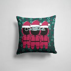 Подушка декоративная 45х45см Сериалы Игра в кальмара Happy Squidmas 2022 365home