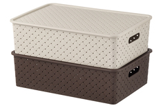 Набор 2-х корзинок с крышками 7,5 л 35х24,5х10,5 см El Casa Береста латте темно-коричневая