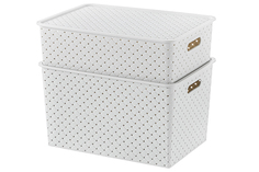 Набор 2-х корзинок с крышками 7,5 л 14 л El Casa Береста светло-серый