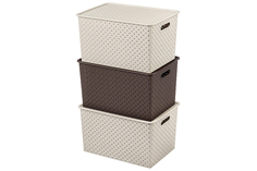 Набор 3-х корзинок с крышками 14 л 35х24,5х20,5 см El Casa Береста латте 2 шт