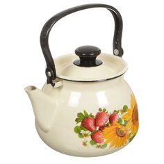 Чайник сталь 3.5 л с декором ручка металлическая КМЗ белый 42104-132/6 Керченская эмаль