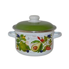 Кастрюля 2 л с крышкой крышка сталь СтальЭмаль Авокадо 6RD161M белоснежная